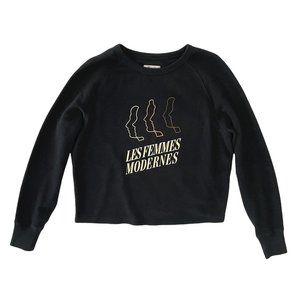 Madewell Les Femmes Modernes Boxy Sweatshirt Crew Neck Black size Extra Small XS